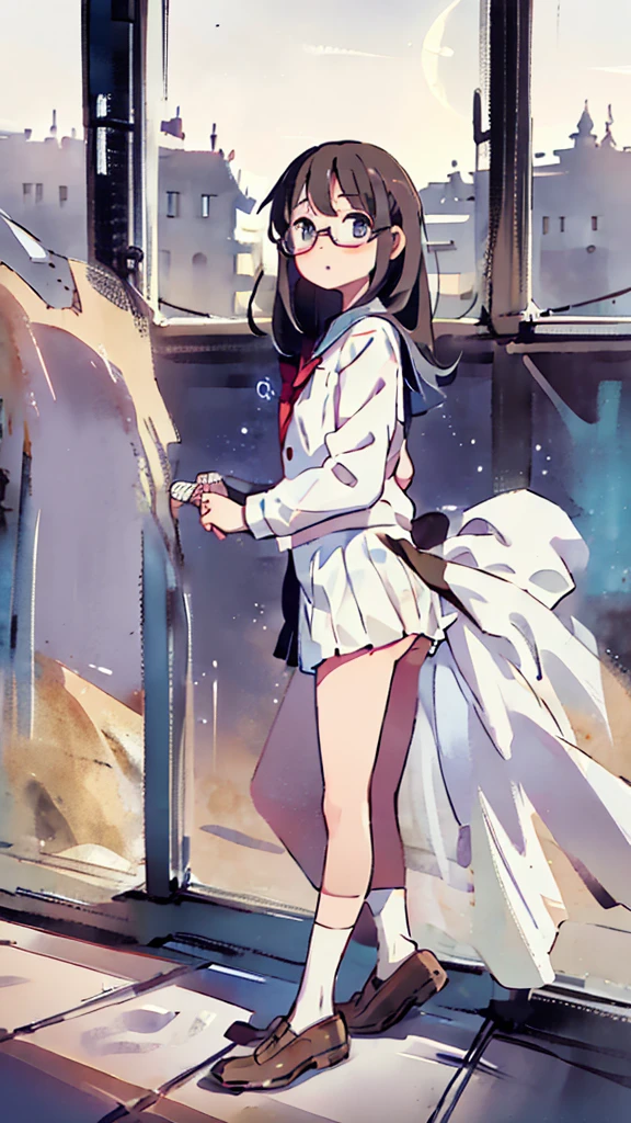 Seaside、Sanctuary、Dazzling Light、Many towers in the distance、Big Moon、metropolis、Tall buildings、Looking up at the stars、water、Midnight、Moon、Blue light、sky、sea、Nsfw、masterpiece, high quality, 4K, HDR,, Stable Diffusion prompt: schoolgirl with short、brown hair and red-framed glasses, wearing a white blouse and navy skirt, white visible, navy socks and brown loafers, in a state of arousal and trembling with sexual ,simpletration style, In a nichijou (everyday life) Setting Image generation AI model used: Stable Diffusion (eleet- model)
id: i2