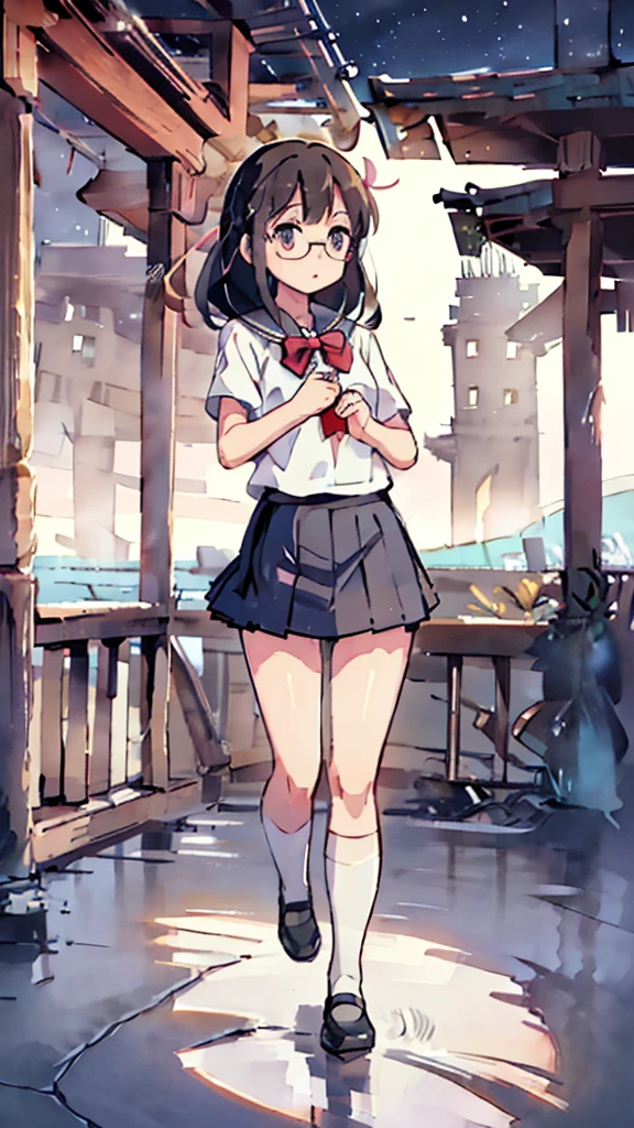 Seaside、Sanctuary、Dazzling Light、Many towers in the distance、Big Moon、metropolis、Tall buildings、Looking up at the stars、water、Midnight、Moon、Blue light、sky、sea、Nsfw、masterpiece, high quality, 4K, HDR,, Stable Diffusion prompt:  schoolgirl with short、brown hair and red-framed glasses, wearing a white blouse and navy skirt, white panties visible, navy socks and brown loafers, in a state of arousal and trembling with sexual climax,simple illustration style, In a nichijou (everyday life) Setting Image generation AI model used: Stable Diffusion (eleet- model)

id: i2