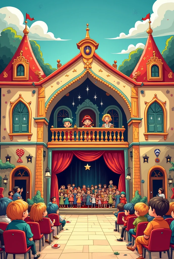 Drawing of a theater for children to color 