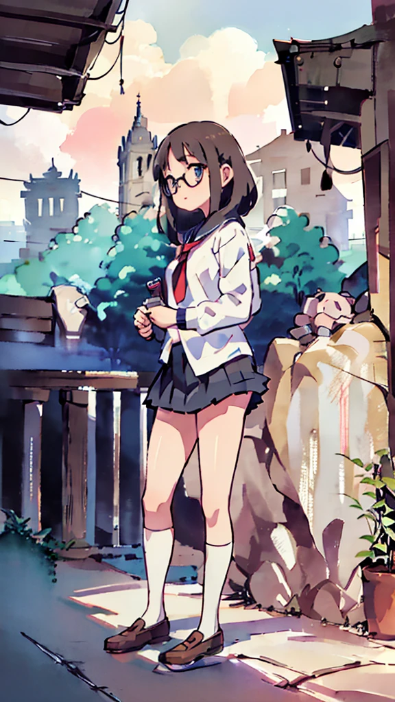 Seaside、Sanctuary、Dazzling Light、Many towers in the distance、Big Moon、metropolis、Tall buildings、Looking up at the stars、water、Midnight、Moon、Blue light、sky、sea、Nsfw、masterpiece, high quality, 4K, HDR,, Stable Diffusion prompt:  schoolgirl with short、brown hair and red-framed glasses, wearing a white blouse and navy skirt, white panties visible, navy socks and brown loafers, in a state of arousal and trembling with sexual climax,simple illustration style, In a nichijou (everyday life) Setting Image generation AI model used: Stable Diffusion (eleet- model)

id: i2