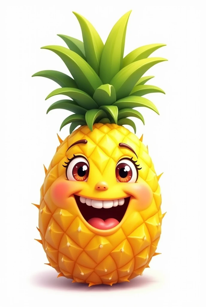 A cute pineapple, smiling, glad, white image background