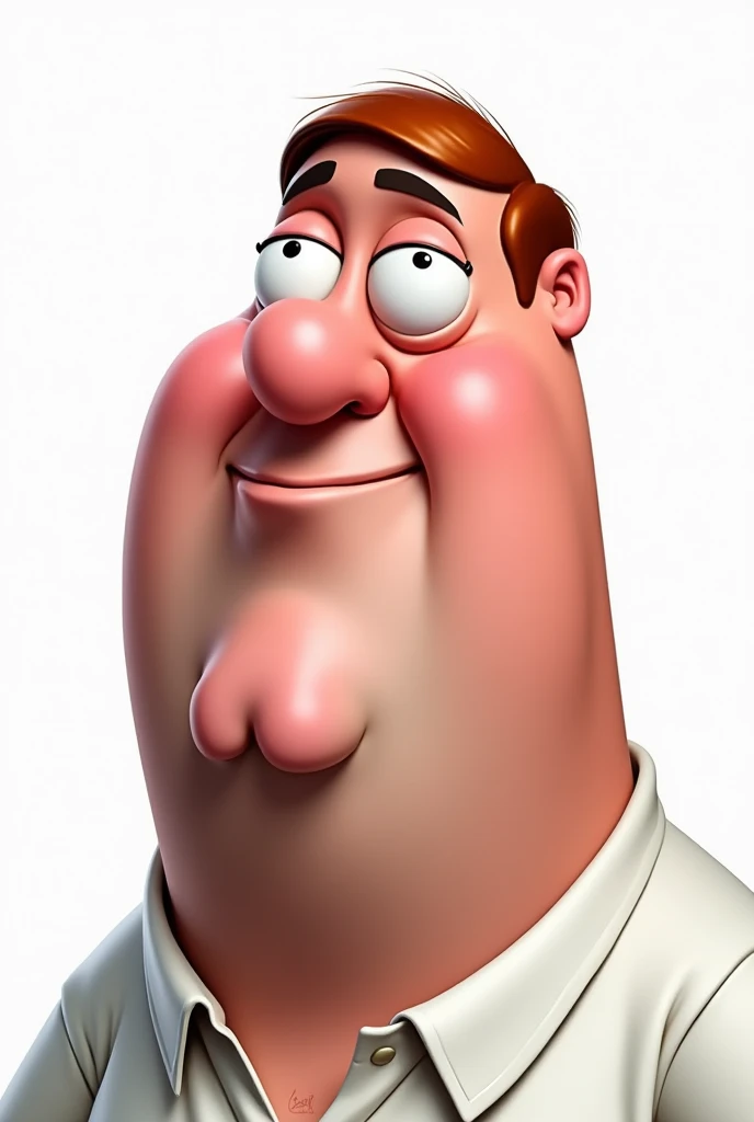 Caricature of a Peter Griffin, semi-realistic ,white background