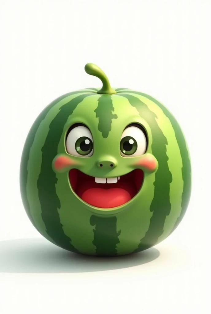 A cute watermelon, glad, white image background 