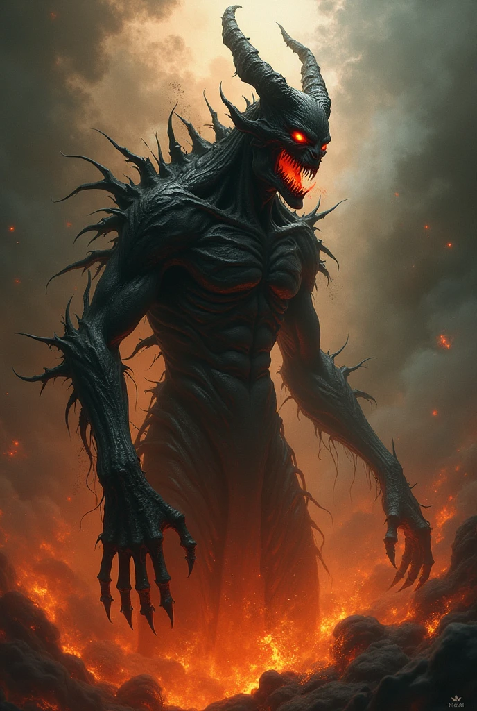 Create a more realistic drawing of a demon