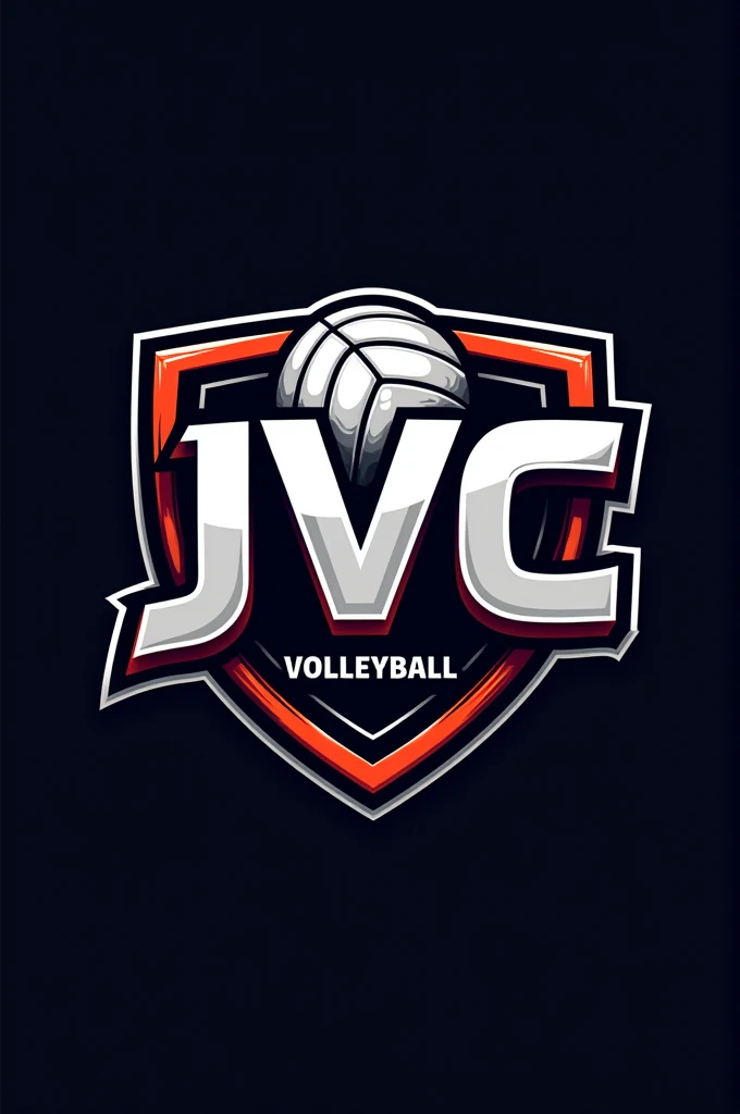 The volleyball club text logo with the words "JVC" with the words below "JURANG VOLLY BALL CLUB" using a volleyball logo inside a shield with a cool and dashing design.