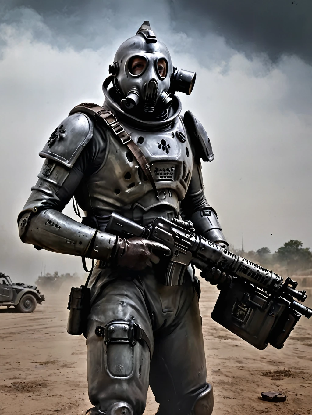 Soldado masculino, casco moderno, tactical gas mask with visor, WWII German Style Gray Military Heavy Tactical Armor, guantes de cuero negro, ammunition belt with holster, Tubos y cables, oxygen tubes in the back, is on a battlefield, Mucho fuego, explosiones y humo, ultra detallado, hyper Realista, 4k, ultra detallado image, Realista, muy detallado, perfect composition, gorgeous, Intrincadamente detallado, incredibly detailed, 8 k artistic photography, hiper detallado, obra maestra, ultra detallado , hyper Realista, 4k, ultra detallado image, Realista, muy detallado, perfect composition, gorgeous, Intrincadamente detallado, incredibly detailed, 8 k artistic photography, hiper detallado, obra maestra