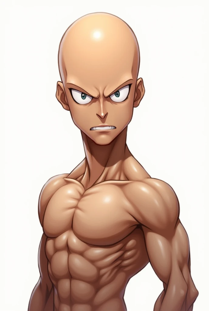 Caricature of one punch man, realistic, white background