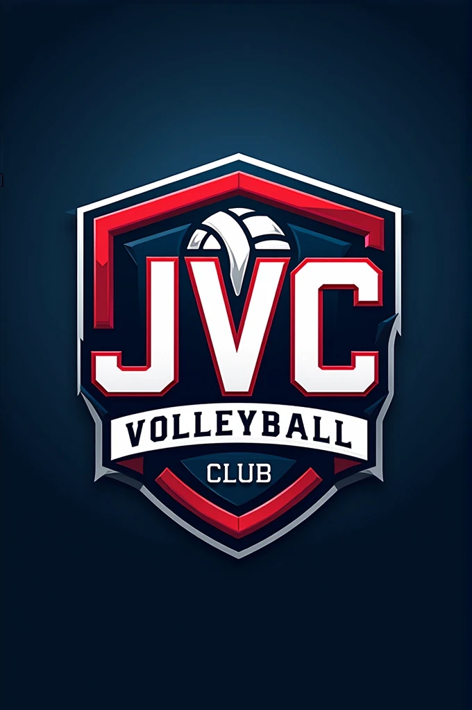 The volleyball club text logo with the words "JVC" with the words below "JURANG VOLLY BALL CLUB" using a volleyball logo inside a shield with a cool and dashing design.