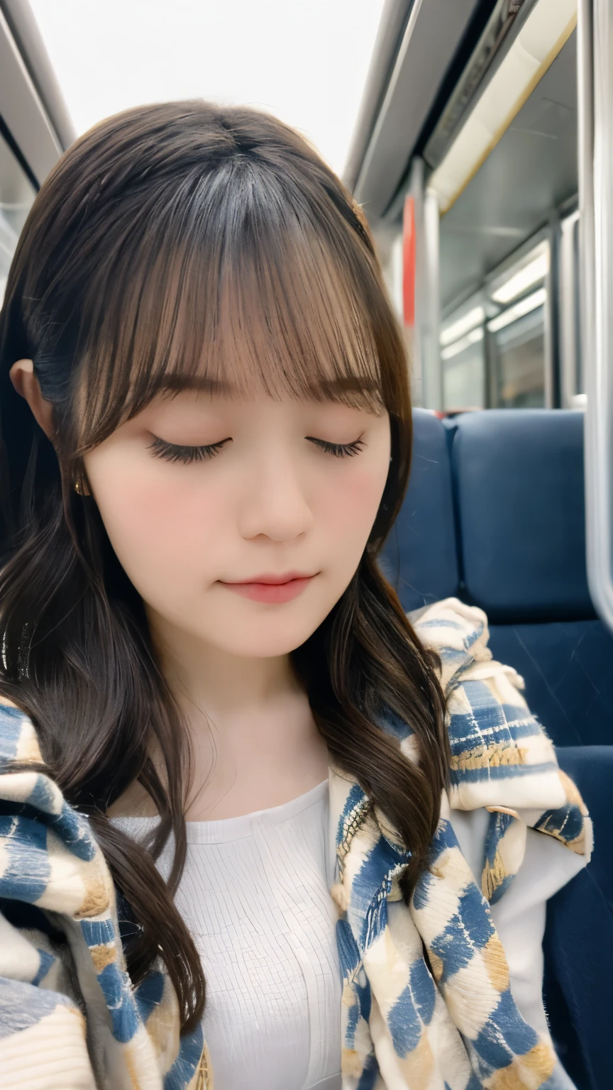 (highest quality,masterpiece:1.3,Ultra-high resolution),(Super detailed,Caustics,8k),(Photorealistic:1.4,RAW shooting),(train seat),(A girl sleeping leaning on a train seat:1.2), Sit in your seat,18-year-old,Japanese,Short black hair,(cute sleeping face),(Eyes closed:1.1),t-shirt,(The light coming in from the window illuminates the girl:1.1),(Curtains fluttering in the wind),(Bust up shot),(Face Focus:1.1),(Face close up:1.1),Natural light