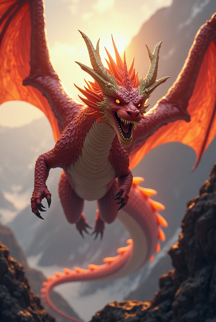 Create a red and gold dragon