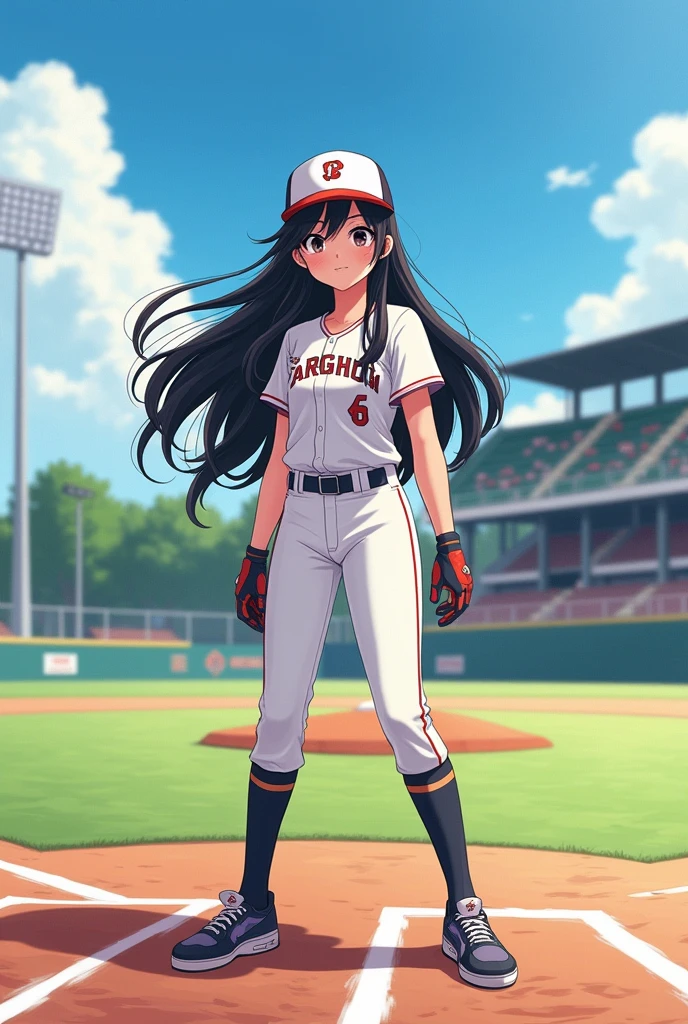 baseball Women Black Hair Long Hair Pixiv style illustration