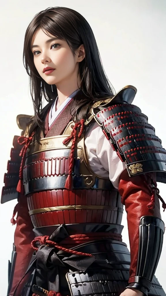 Beautiful woman with dark hair：1.3, Amazing character art, ((samurai armor:1.3 )),((Pure white background)), (8k, RAW photo, best quality), Handsome Face 2. 5D CGI Fantasy Artwork, Detailed digital art, Very nice work of art, Fan Art Best Art Station,(A female general gives orders to her soldiers:1.3),Muscular,(samurai:1.2),dynamic,(Nervous),samurai：1.2,Japan