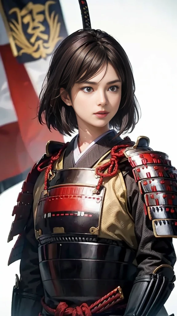 Beautiful woman with dark hair:1.3, Amazing character art, ((samurai armor:1.3 )),((Pure white background)), (8k, RAW photo, best quality), Handsome Face 2. 5D CGI Fantasy Artwork, Detailed digital art, Very nice work of art, Fan Art Best Art Station,(A female general gives orders to her soldiers:1.3),Muscular,(samurai:1.2),dynamic,(Nervous),samurai:1.2,Japan