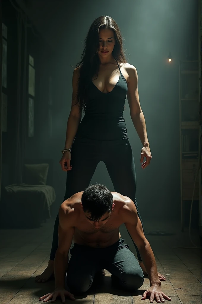 a scene of a woman humiliating a man