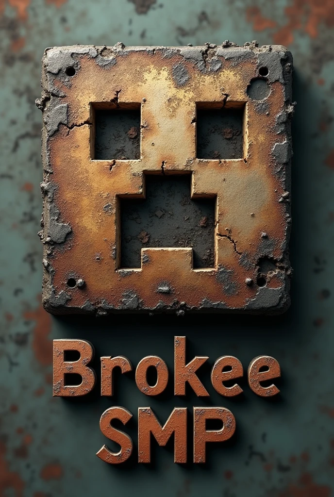 poor Minecraft logo icon thats says at the bottom"Brokee SMP" In bronze text