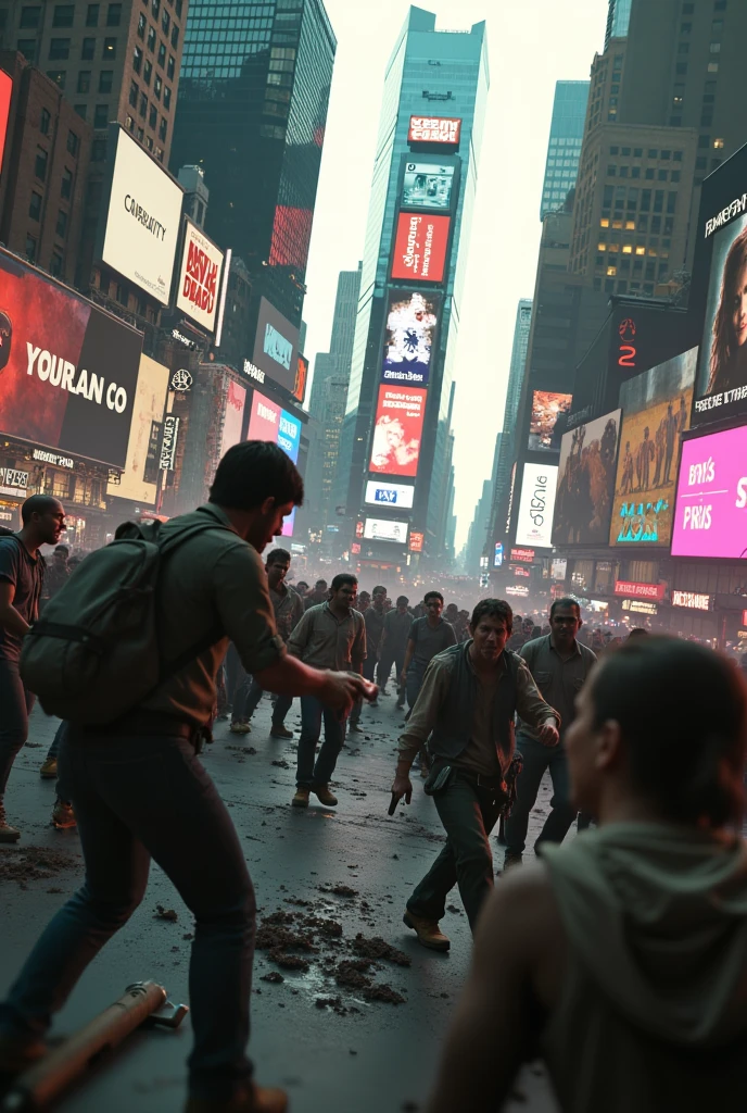 Crie uma foto de the walking dead na times square