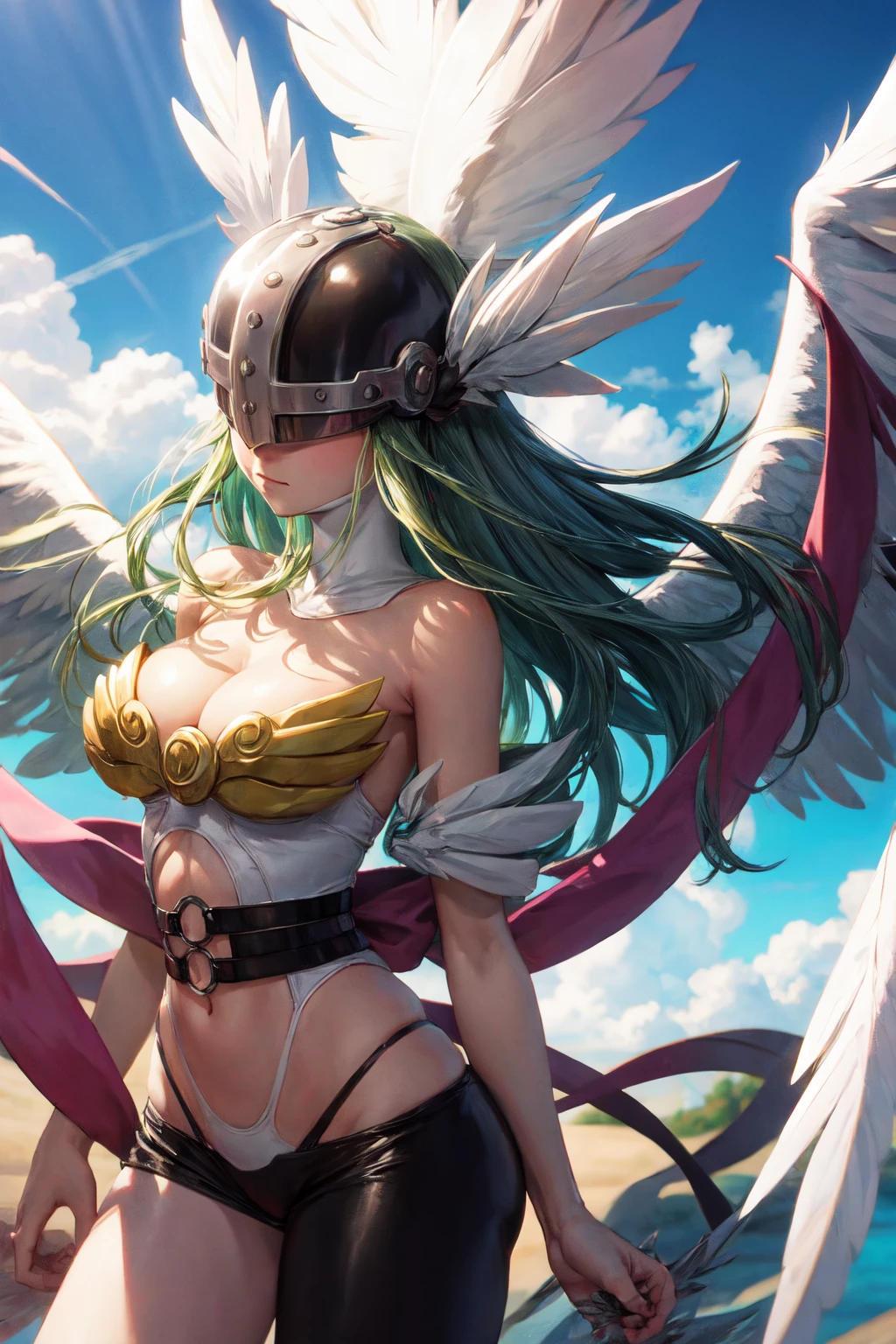 ((highest quality)),(ultra high resolution),(Super detailed),(detailed description),((best CG)),(best work of art),super precision art,amazing drawing art,(Fantasy art with precise details:1.5), (one female angel:1.5),(beautiful and well-shaped face:1.6),(A detailed and detailed dress:1.6,embroidery:1.3),(rose sword:1.6),6Wings:1.3, Soft light pouring down from the sky:1.4,