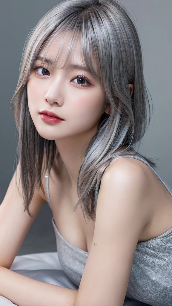 ((masterpiece, Highest quality, High resolution)), 1 Japanese girl, (Realistic: 1.4), excited、Great face,Glossy lips、30 years old, Silver Hair、Silver Hair、short hair, Silver Hair、(Beautiful Hair:1.5), mini skirt、Beautiful legs、Lie down on the bed、Staring、Angle from the front, Smooth, Highly detailed CG composite 8K wallpaper, High resolution RAW color photos, Professional photography, Light, BackLight, dream-like, impressive, Written boundary depth, (Face close-up:1.5)
Summer clothes