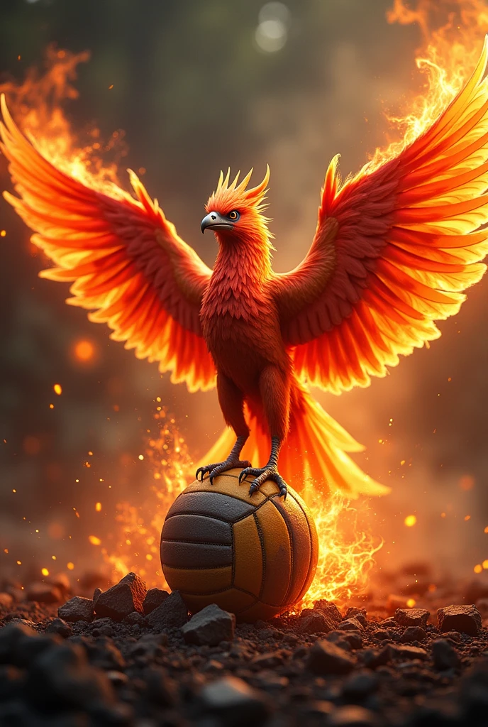 phoenix rising from the ashes of a volleyball 