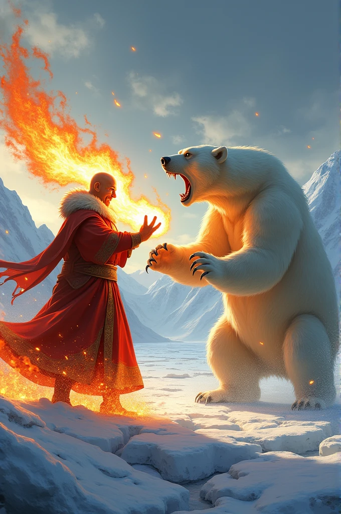 Photo of a battle between Ozai and a polar bear
