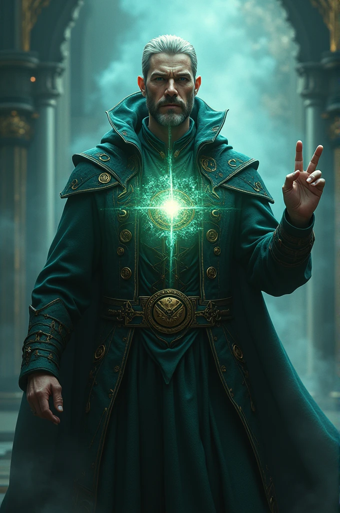 A powerful magician with a jewel embedded in his chest