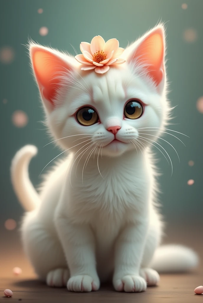 A cat with a flower
