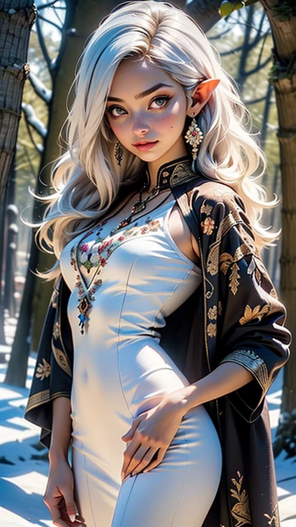 Beautiful  elf,(((little ,tiny little body,little))),(((6 years))),((anime elf  with extremely Beautiful and beautiful white hair)), (((elf))), (((elf ears))),

(((flat chest))),((((white hair:1.35,white large hair slicked to the side, extremely detailed,colored inner hair,ear breathing)))),(((white _eyes:1.3))),Intricate eyes,beautiful detailed eyes,symmetrical eyes,large eyes:1.5,(((shiny skin:1.5,shiny skin: 1.5,tanned skin,shiny skin,very shiny skin,shiny body,plastic glitter skin,exaggerated shiny skin,illuminated skin))),(detailed body,(detailed face)),

Beautiful,horny,Erotic,Bold,((NSFW)),

(luminous amulet:1.5),(ropa a Stripes:1.5,Stripes),The Great Passage,revealing clothing,show skin,(Rustic clothing [tunics|armor] with golden embroidery), purple face tattoos, tied hair, exposed chest, exposed shoulders, exposed navel, exposed thighs, diamond necklace,(half naked,with little clothing),(((white clothes,white outfit,Intricate outfit,Intricate clothes,embroidered suit,embellished suit,embroidered clothing,embellished clothing))),

(dynamic pose:1.0),ashamed,(centered,Scale to fit dimensions,rule of thirds),

((snowy pine forest)),winter,scenery:1.25,((Intricate scenery)),((Snowy forest background)),

(Glossy winter ornaments),High resolution,sharp focus,(ultra detailed,extremely detailed),(photorealistic artwork:1.37),(extremely detailed CG unity 8k wallpaper),(((vibrant colors,vibrant theme))),(Intricate),(masterpiece),(Best Quality),artistic photography,(photograph taken by sldr),(Intricate background),perfect rendered face,perfect face details,realistic face,realistic photo,((Intricate detail)),(((Realism))),
