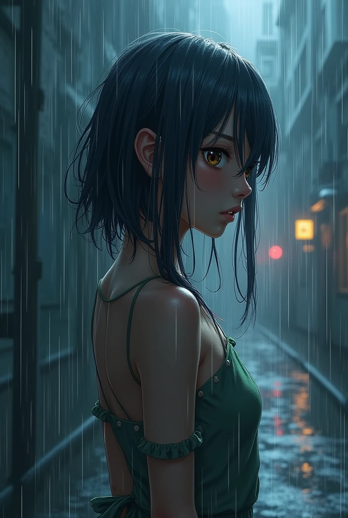 Hinata completely soaked in the rain