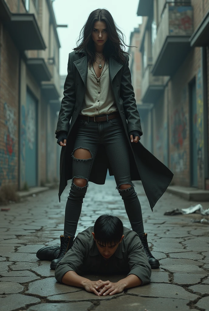 girl trample boy