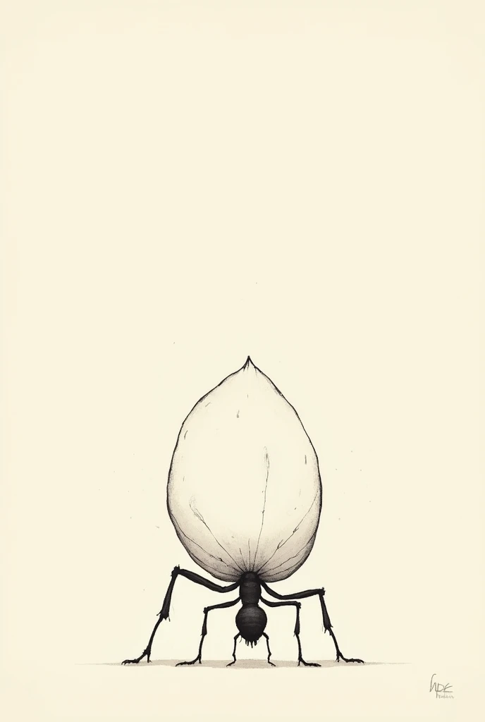 Drawing of a big-butted ant with the outline empty
