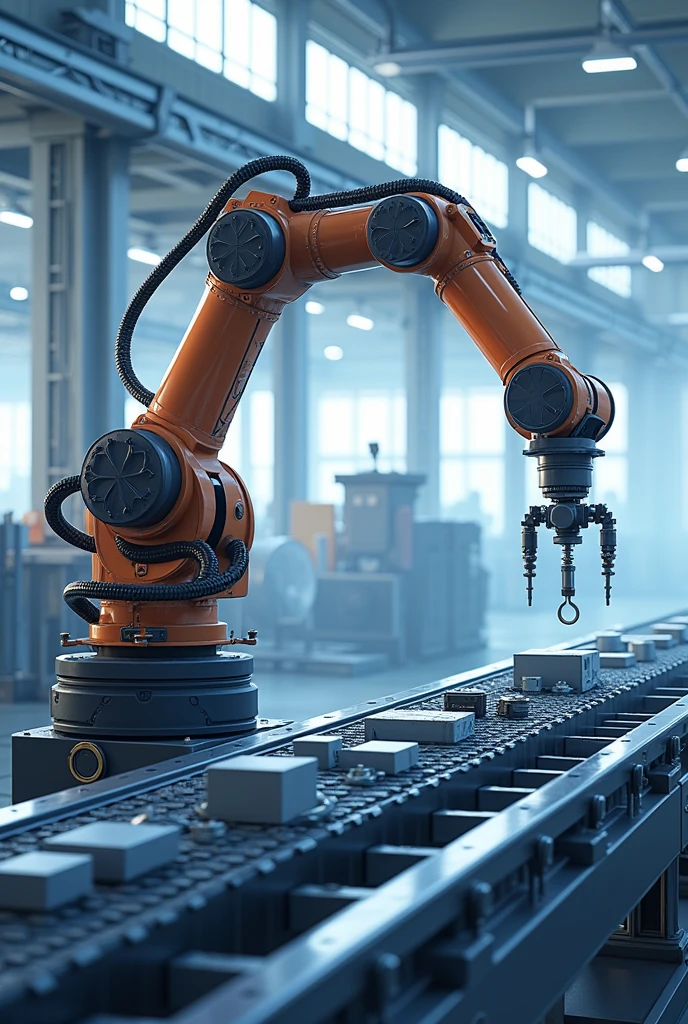 realistic image illustrating an automation process on a production line or a robot in operation in an industry 4.0 environment.0