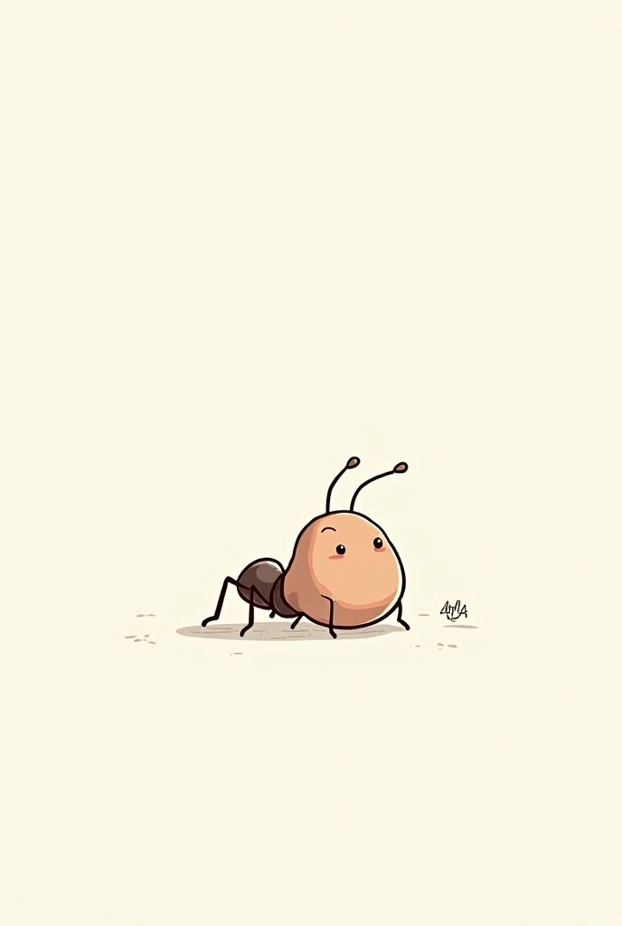Simple and unrealistic drawing of a plump ant with an empty outline