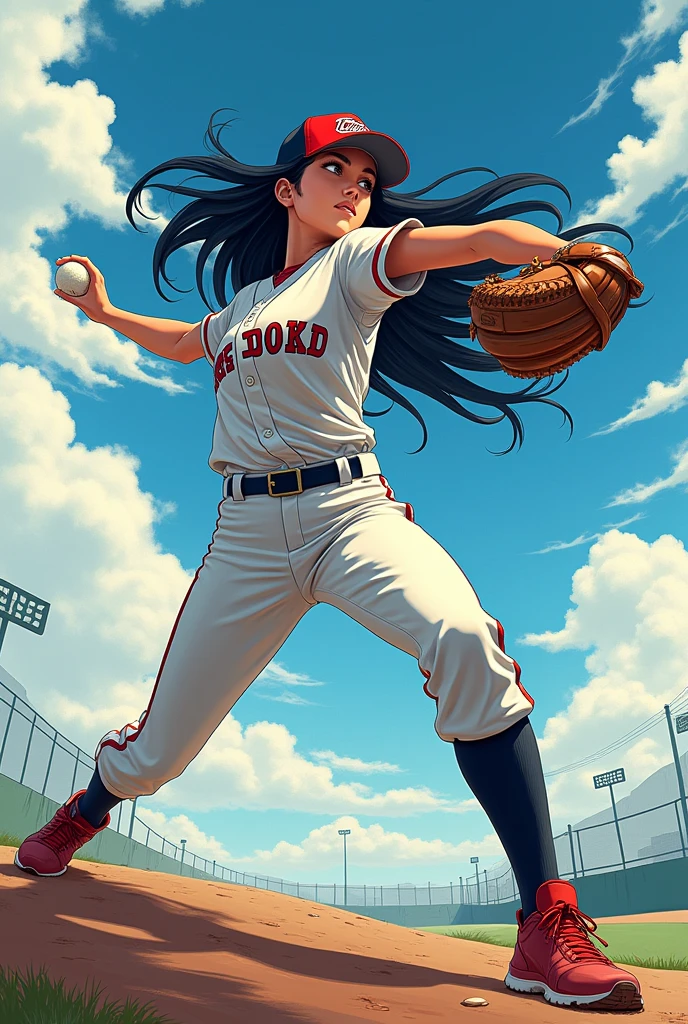 baseball　Women　Black Hair　Pixiv wind　An illustration