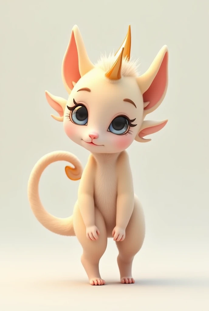A cute human with horns on their head and a tail on their behind.