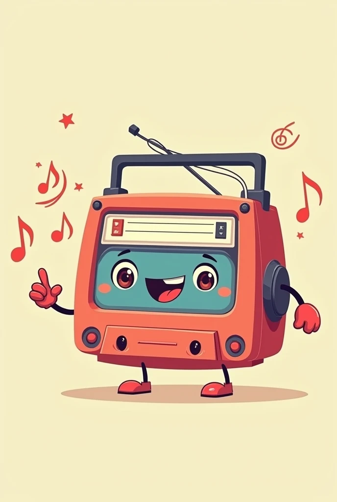 A cassette player, cute animated, Grinning