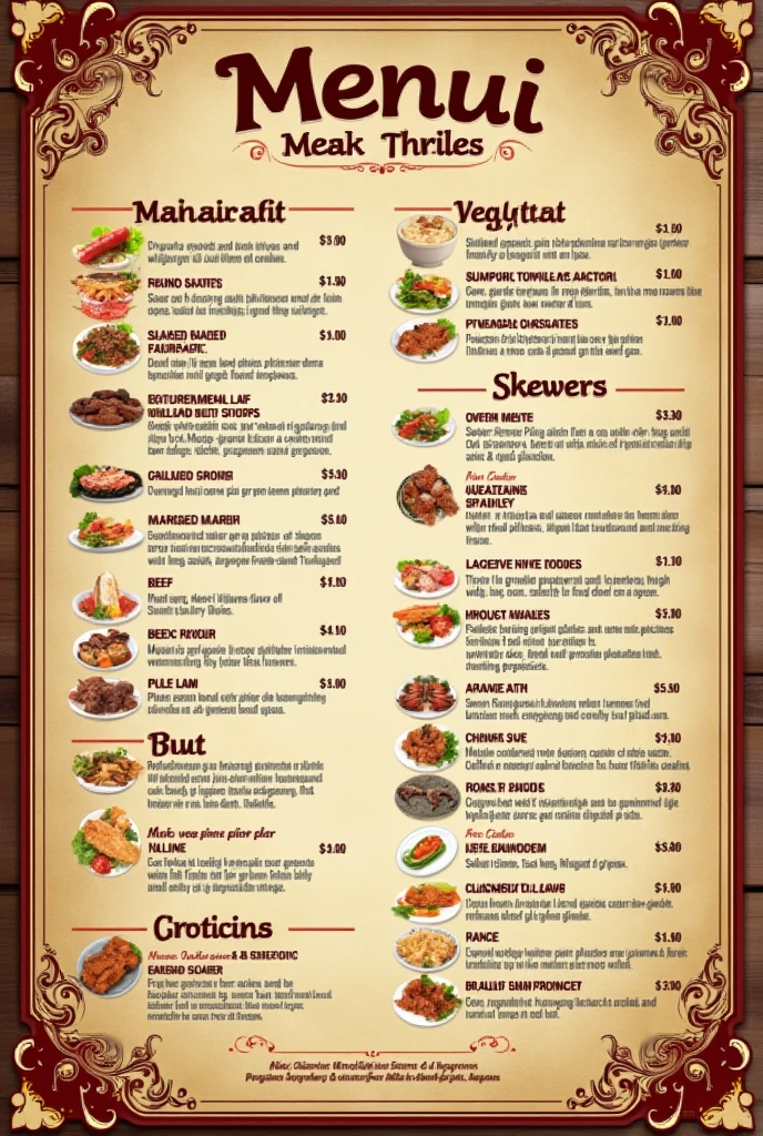 Creuza's skewer menu