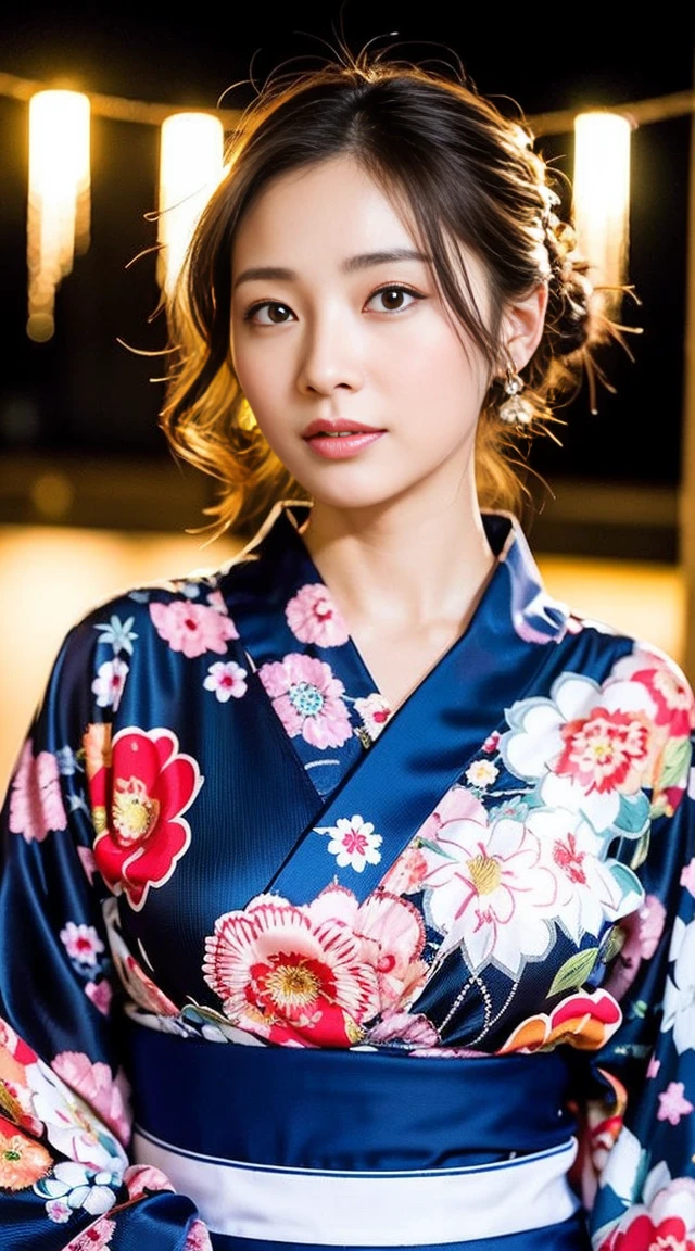Dark brown hair、Light brown eyes、Japanese actress、 Lady、I am about 40 years old..、(Intricate details:1.2)、(Which is higher???:1.4)、 (Ultra-high resolution:1.2)、Ultra-high resolution、(Fine-tune)、(Detailed facial features)、Hmph、8k resolution、D cup size breasts、Long Hair、Hue、night、,Full body photo、firework、yukata、firework大会、日本のfirework、日本のyukata、band、Summer in Japan、yukata姿、Updo、