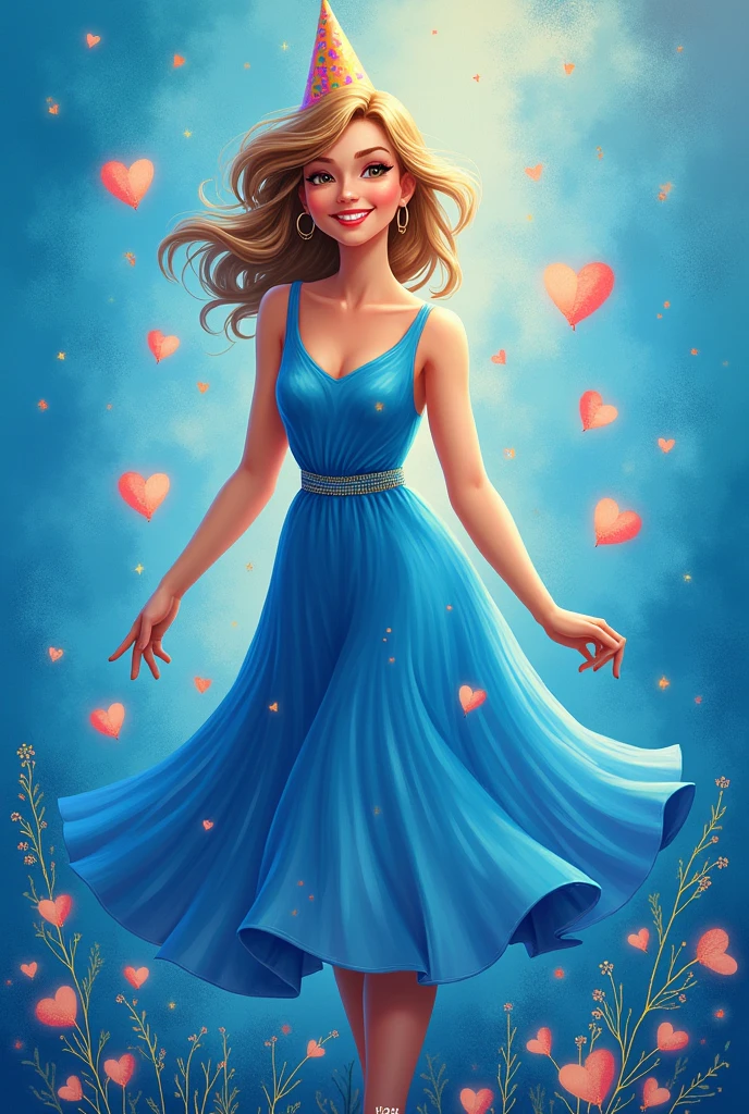 Birthday invitation, In Portuguese, 15 years old, at 8pm on August 18th, in blue color
