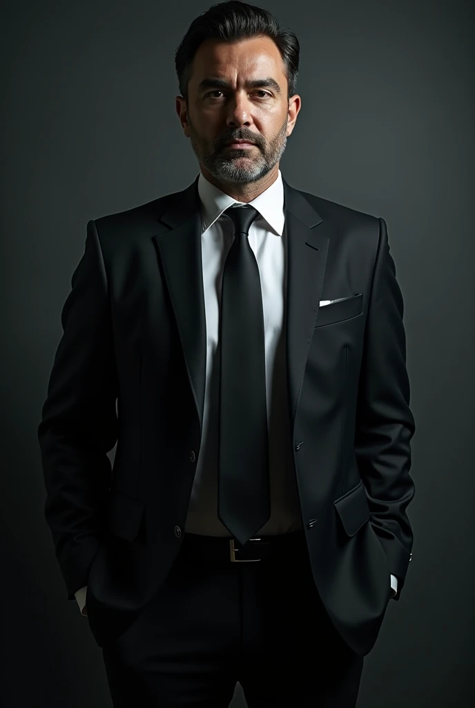 a powerful man in a suit and tie, protagonist, dark atmospher