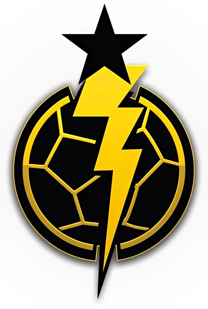 The Rays FC crest. form: a black ball with a yellow lightning bolt in the middle, as well as a black star above the crest. Do not exceed the limits of the circle with the lightning bolt
