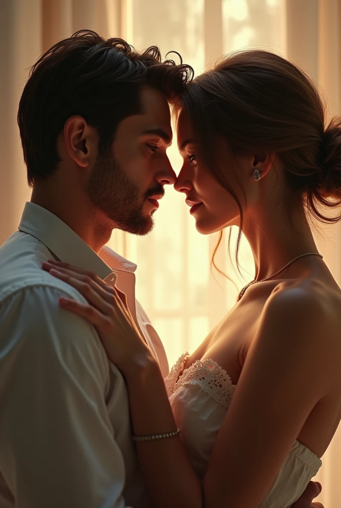 Man and woman looking at each other face to face 