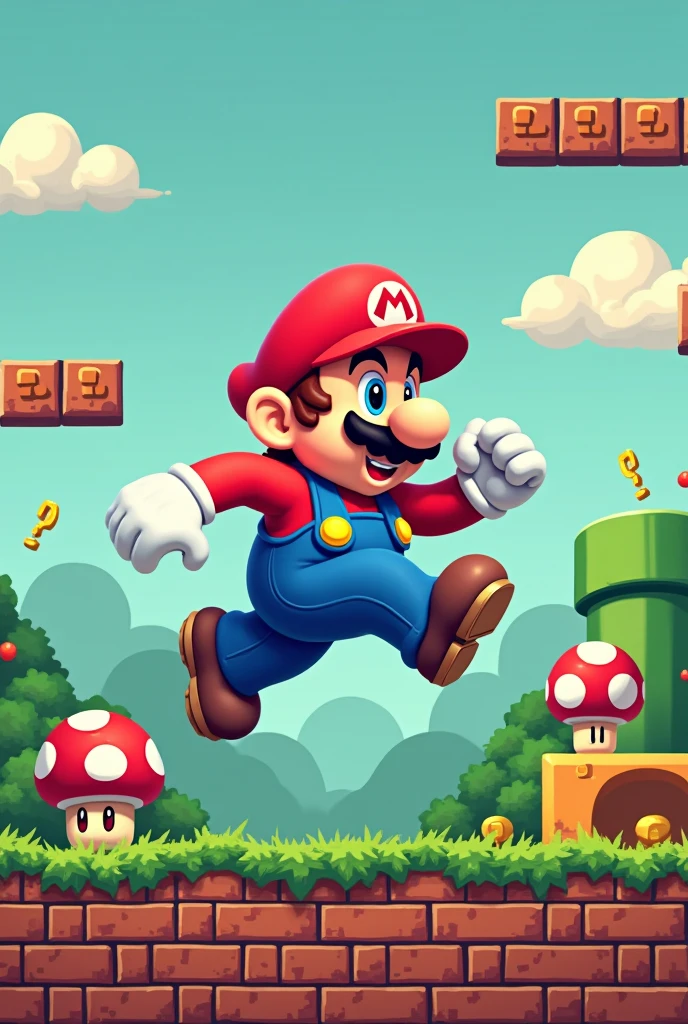 Pixelated 2D Mario