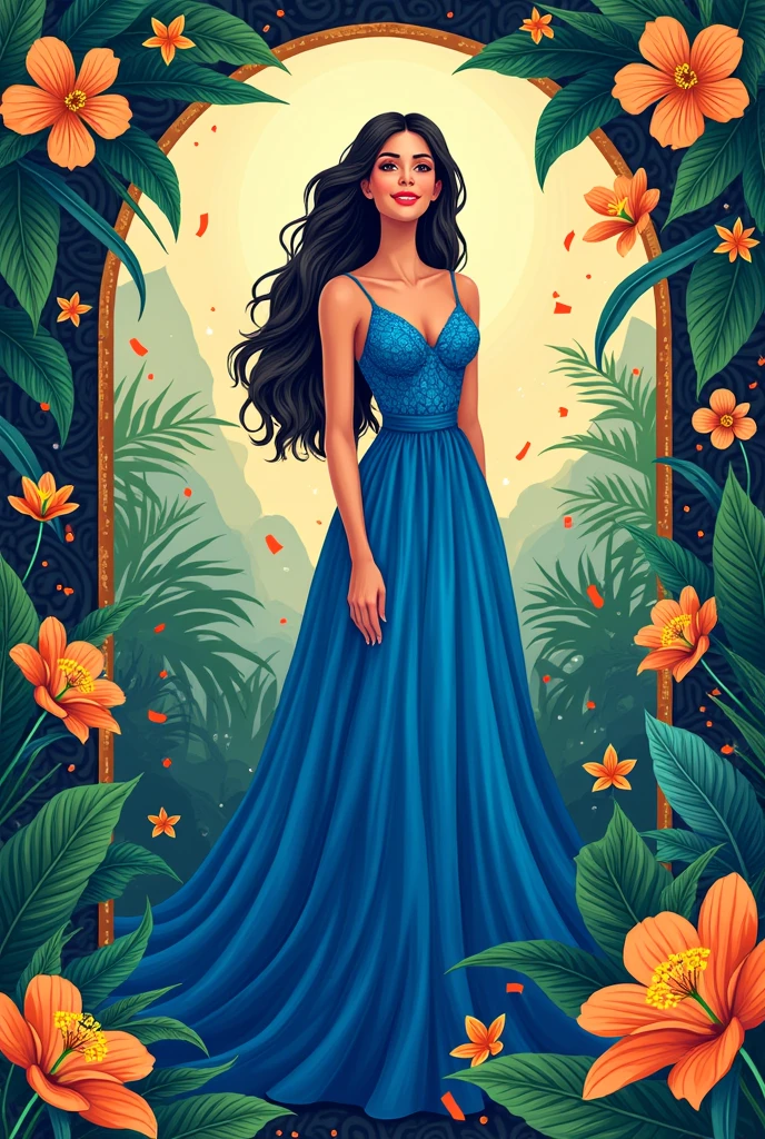 Brazilian 15th birthday invitation, at 8pm on August 18th, in blue color 0