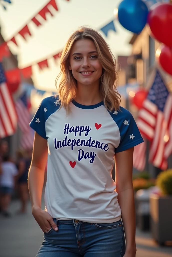 Happy independence day writing in t-shirt with Abhishek