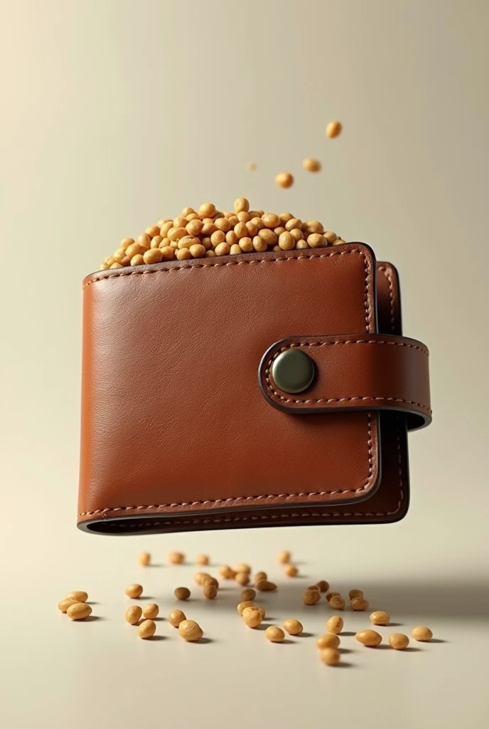 a wallet with raw lentils