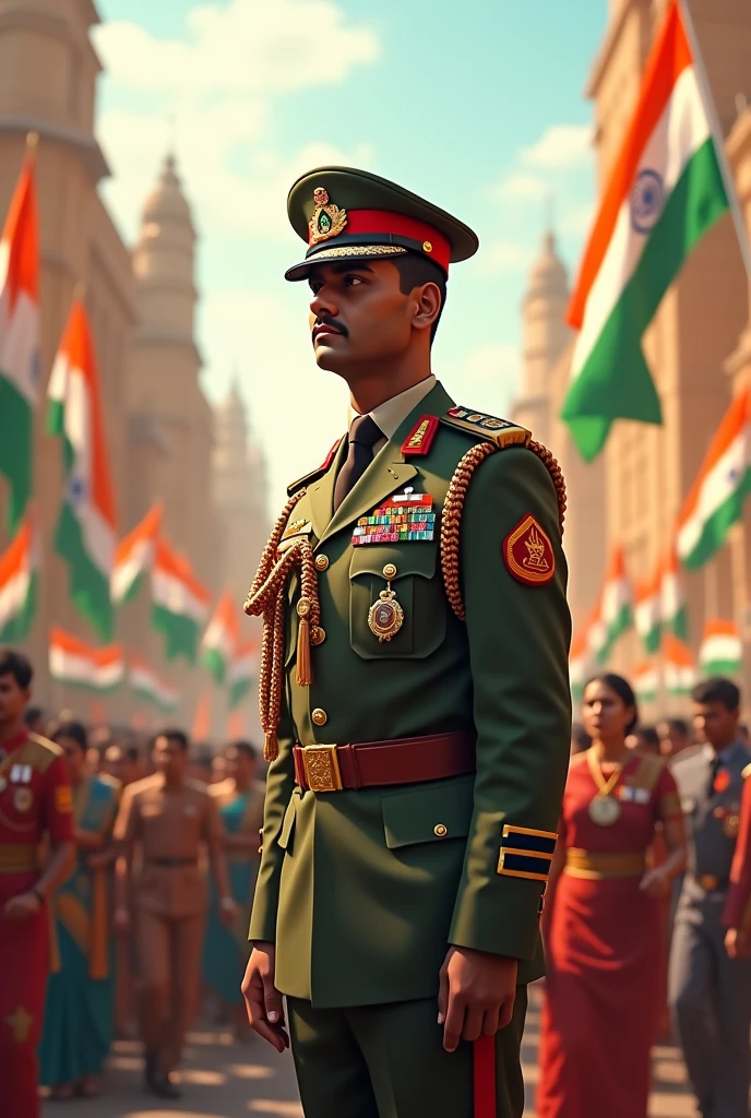 independence day a army man celebration in india