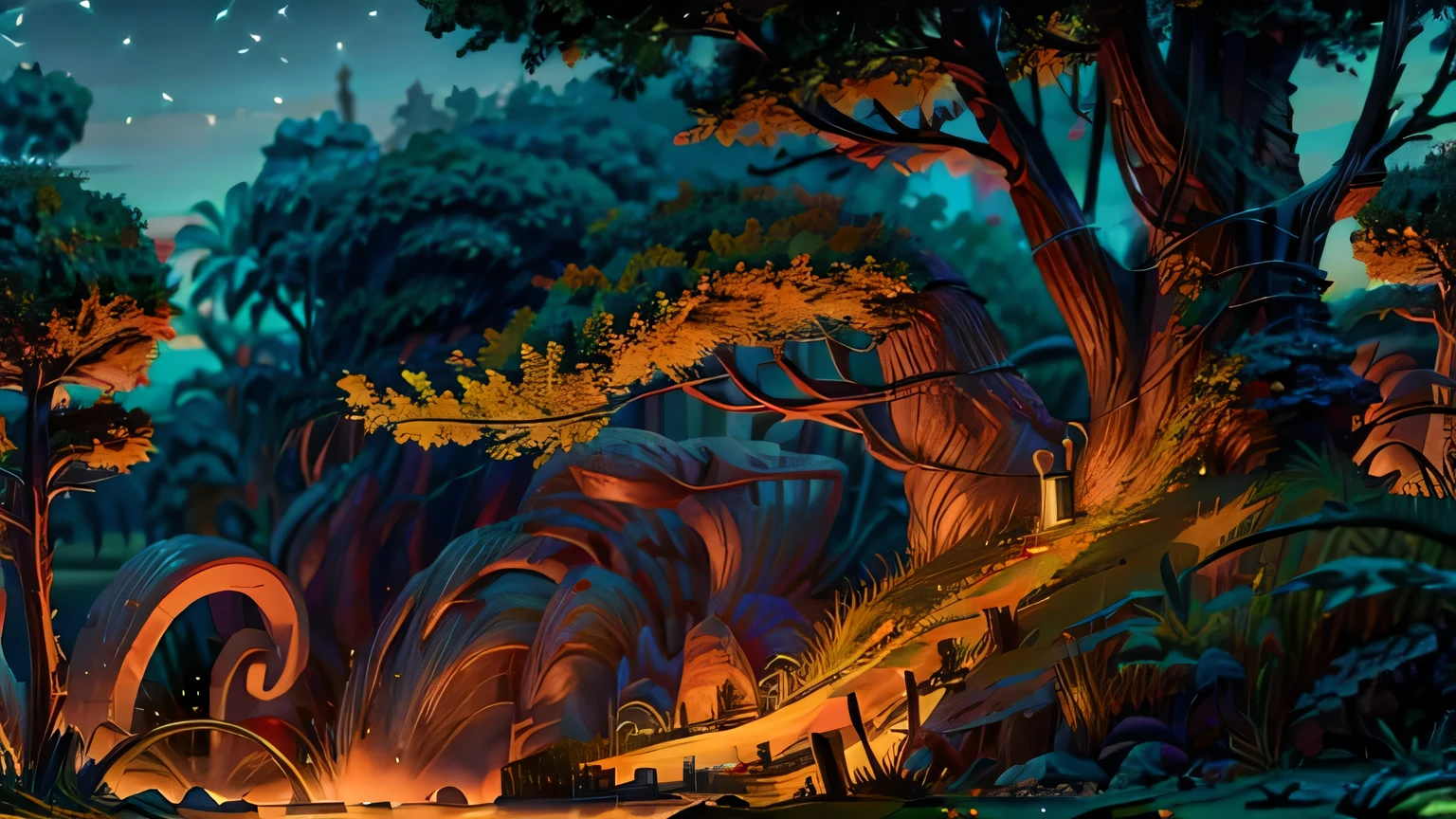 profile of a serious woman, Magic Forest, at night