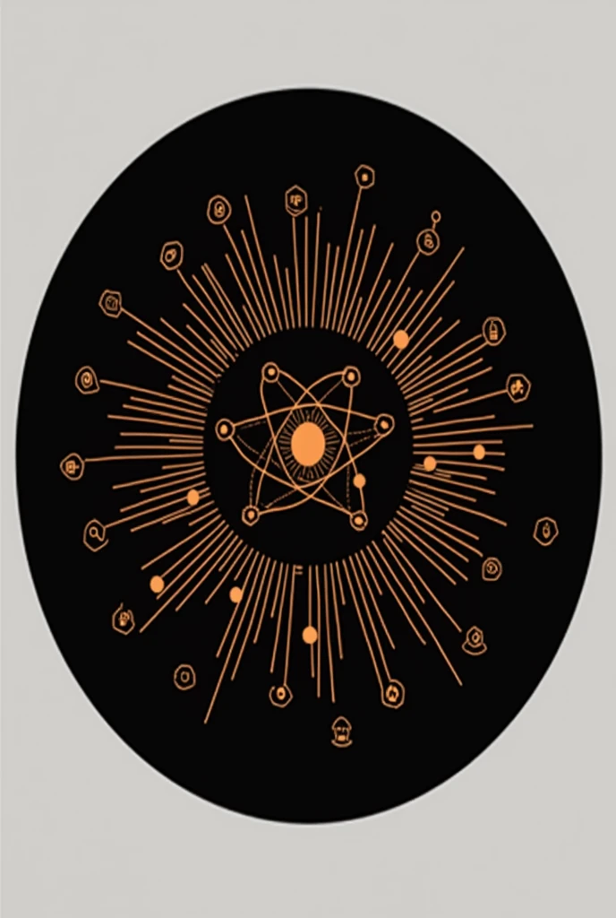 Imagine a network consulting firm, this company addresses the consulting part of all senses, from creation and project development to troubleshooting and growth and management strategies. I need an image that represents all this, that conveys wisdom and highlights the orange colors, black andwhite, black being mainly the background, it needs to be something cleaner and more elegant, without losing the concepts presented previously. The image needs to be round