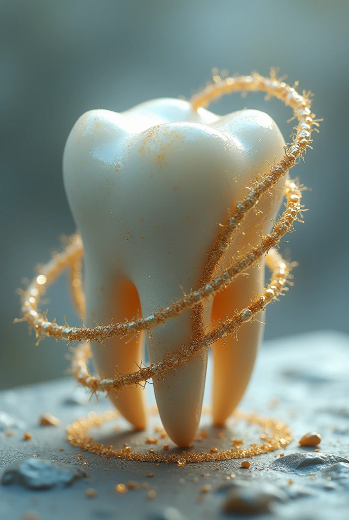 Generate an image of a tooth mixed with Golden Ratio