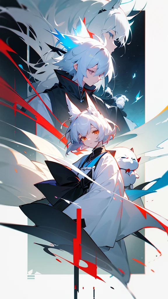 Someone is playing a game using photos from their phone, From Arknights, trending on artstation Pixiv, White fox, onmyoji, by Kamaguruka, No type, Pixiv daily ranking, trending on Pixiv, Zerochan Art, featured on Pixiv, Pixiv.Illustrated style